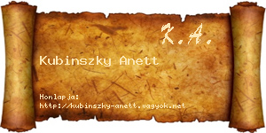 Kubinszky Anett névjegykártya